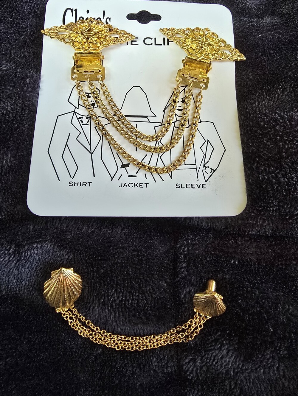 2 Gold-Tone Decorative Jacket Chain Clip - Claire's